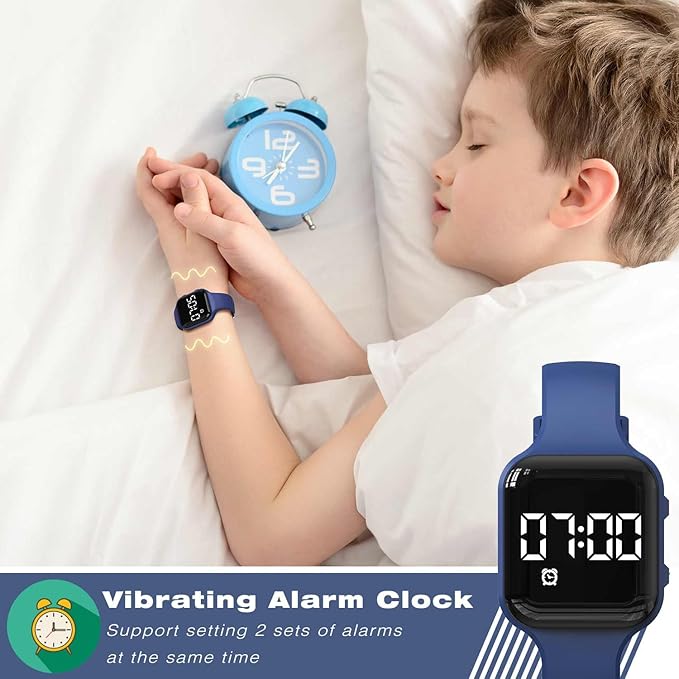 Kids Fitness Tracker,Digital Pedometer Watch,Sport Watch, Steps Counter, Waterproof, Alarm Clock for Boys Grils Kids Children (Deep Blue)