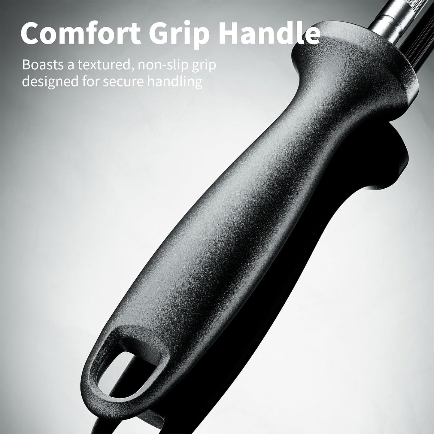 Knife Sharpener Rod, Kitchen Knives Sharpener Carbon Steel Professional Knife Sharpening Steel, Honing Rod with Hanging Holes (13 inches)