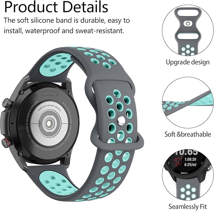 Meliya Bands Compatible with Garmin Forerunner 245/645 & 55/158 Band, 20mm Replacement Soft Silicone Sport Band for Garmin Forerunner 645/245 Music & 55/158 Smart Watch
