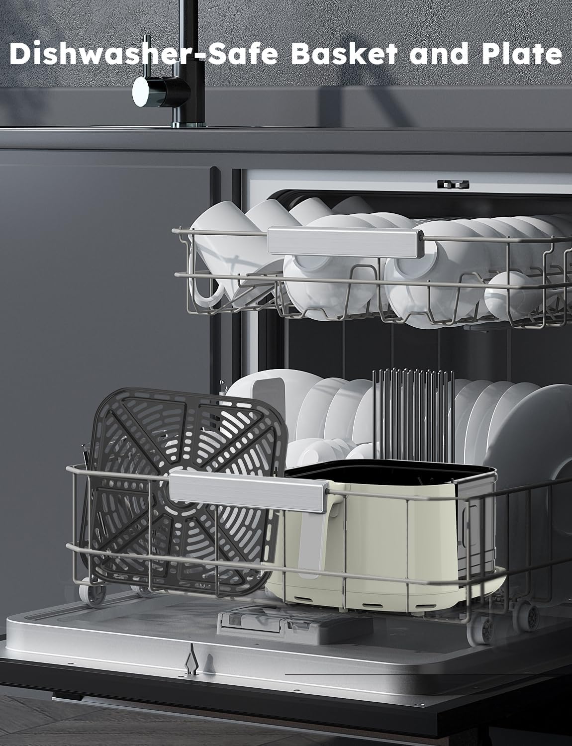 Nuwave Brio Plus 8 Qt Air Fryer, PFAS Free, New & Improved, Digital Touch Screen, Cool White Display, 50°F~400°F in Precise 5°, 5 Cook Functions, 100 Presets & 50 Memory, 3 Wattages 700, 1500, 1800