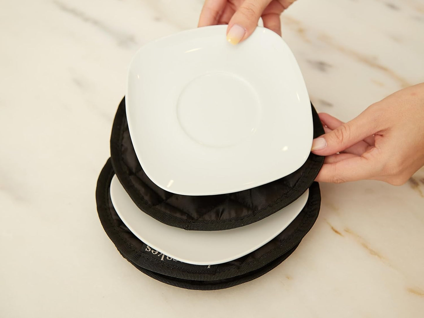 Covermates Keepsakes - Dish Storage - Padded Protection - ID Window - Stain Resistant - Machine Washable - China Storage, Black