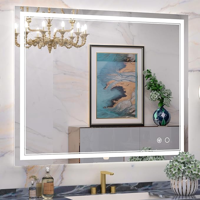 Keonjinn LED Bathroom Mirror with Lights 42 x 36 Inch, 90+ IP54(Horizontal/Vertical) IP54(Horizontal/Vertical)