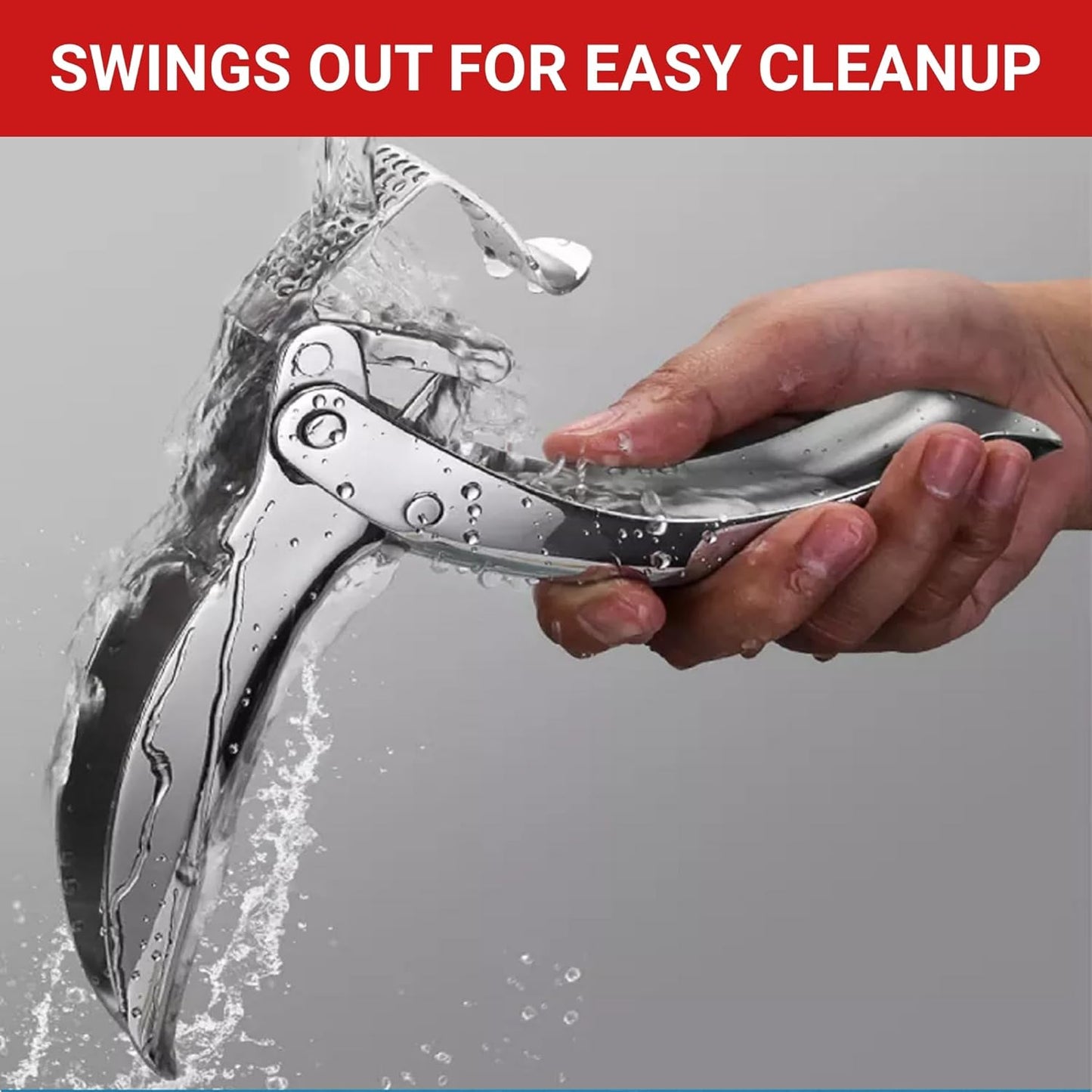 Good Grips Heavy Duty Garlic Press, No Peeling Needed, Stainless Steel Professional Garlic Mincer & Crusher, Dual Lever-Assisted Design with Large Capacity Chamber for Effortless Garlic Crushing.