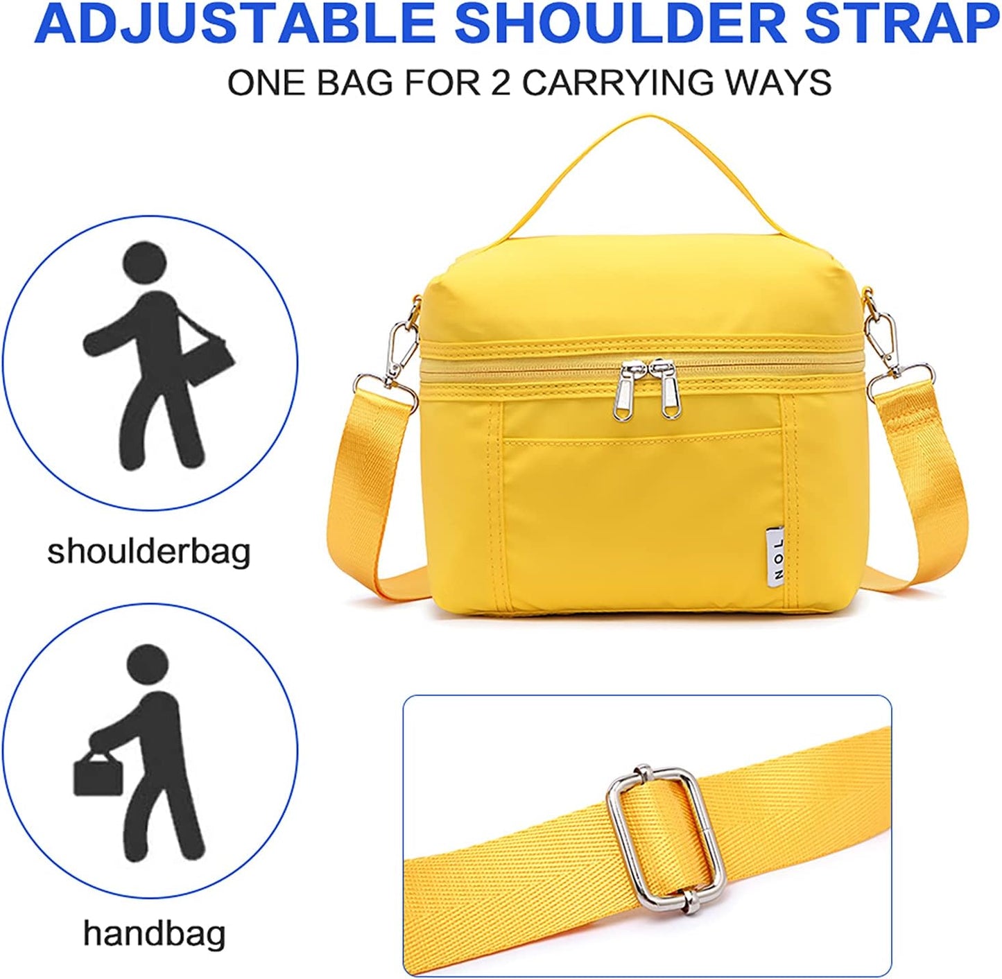 NOL Natural Organic Lifestyle Insulated Lunch Bags for Women Cooler Bag Lightweight Nylon Waterproof Lunch Box For Work