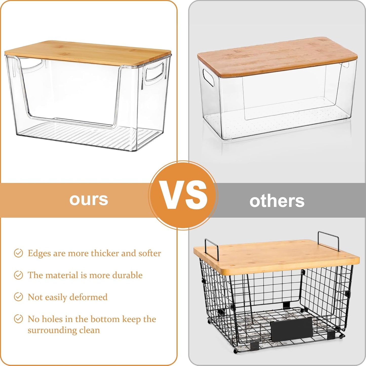 Pantry Organizers Storage, 2 Pack Onion and Potato Storage Bins Large Capacity Kitchen Counter Bins for Garlic, Fruit, Vegetable, Can Storage Countertop Organizer (12" x 7" x7")