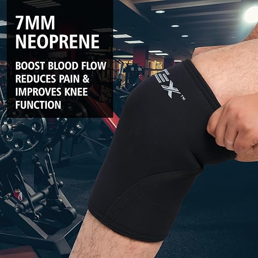 Knee Sleeves for Weightlifting & Powerlifting (Pair) – 7mm Neoprene Compression Knee Braces for Squats, Cross Training, Gym, Basketball & Workouts – Support for Men & Women (Medium)