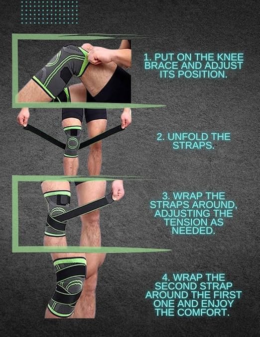 Knee Brace Adjustable with Straps Knee Compression Sleeve for Arthritis for Men and Women Compression Knee Support for Gym, Running, Working Out, Size S/M 1 pair, Green