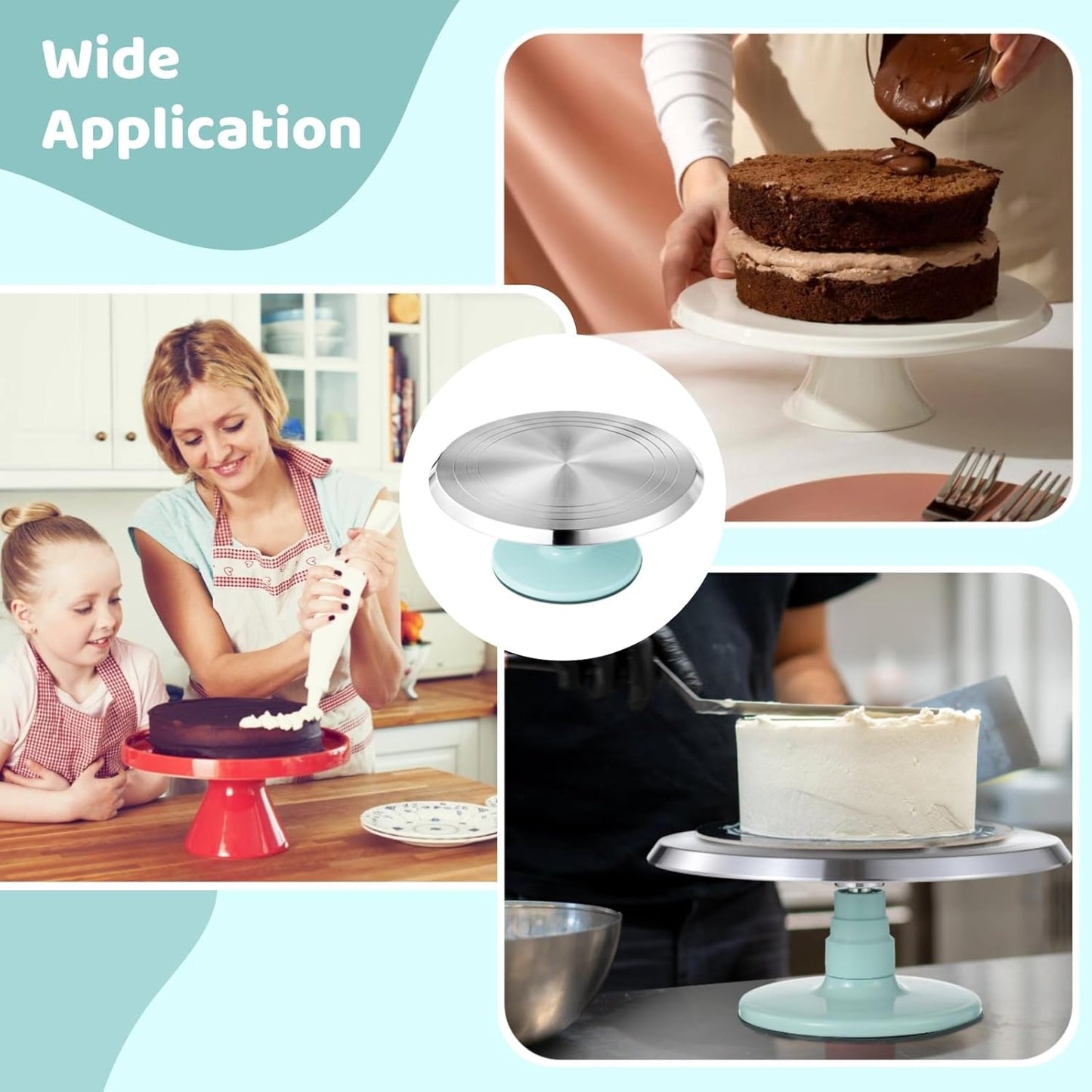 OMISTAR Aluminium Alloy Revolving Cake Stand, 12 in Cake Decorating Turntable, Non-Slip Rotating Platform, Smooth 360° Rotations for Cake Decorating and Baking Parties