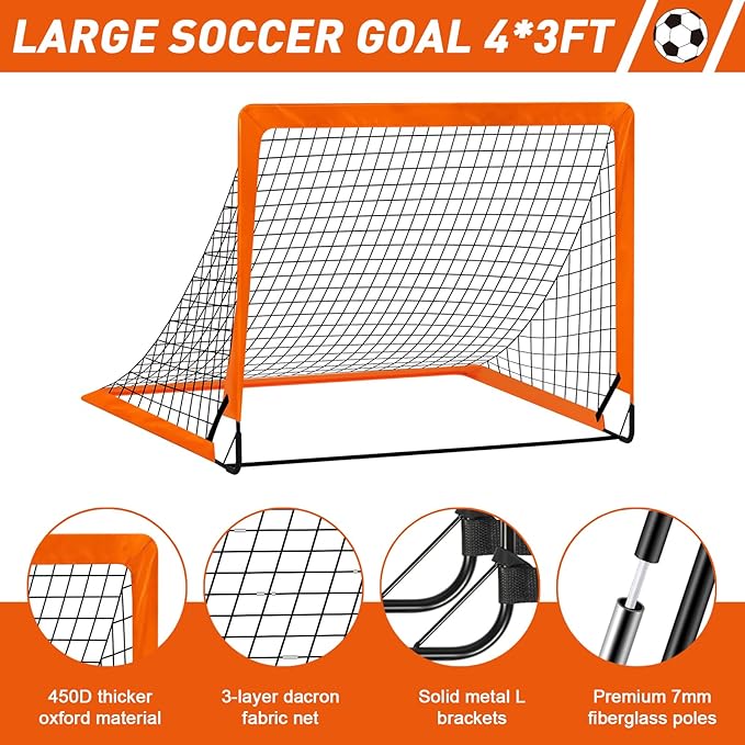 Kids Soccer Goals for Backyard Set 4x3 ft