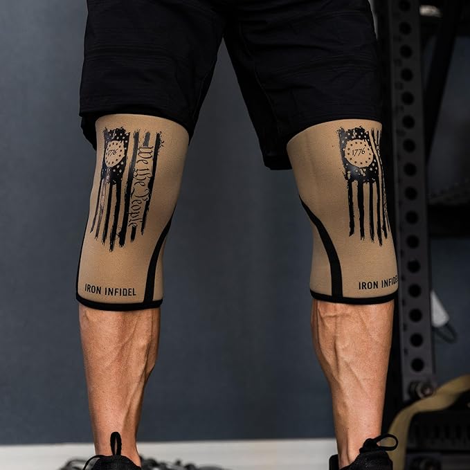 Knee Sleeves for Weightlifting & Powerlifting (7mm Pair) For Men & Women - Knee Wraps for Weight Lifting, Squats, Fitness, Gym Workout, Crossfit - IPF Approved Knee Compression Sleeve Support