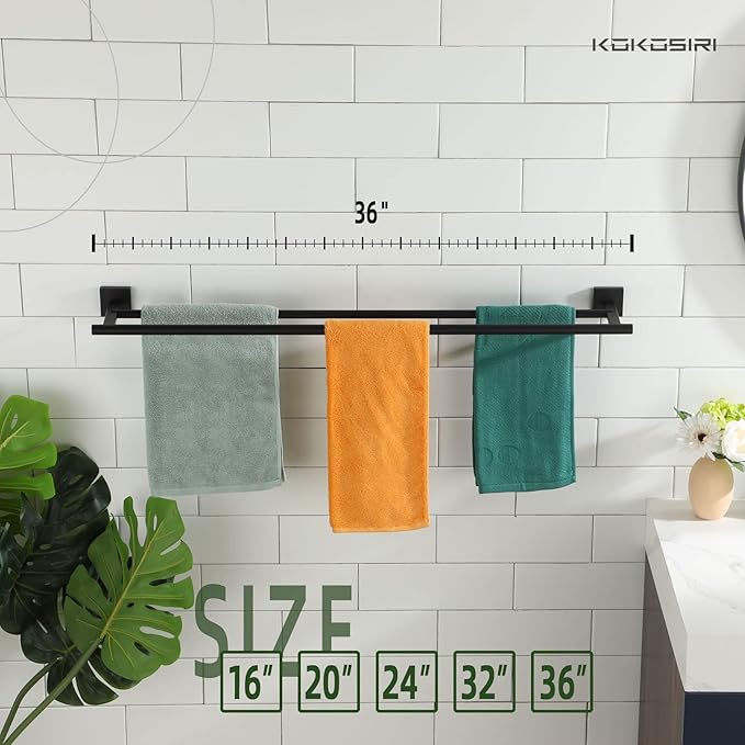 KOKOSIRI 36'' Towel Rails Bathroom Towel Bars Matte 36 Inch B5005BK-L36