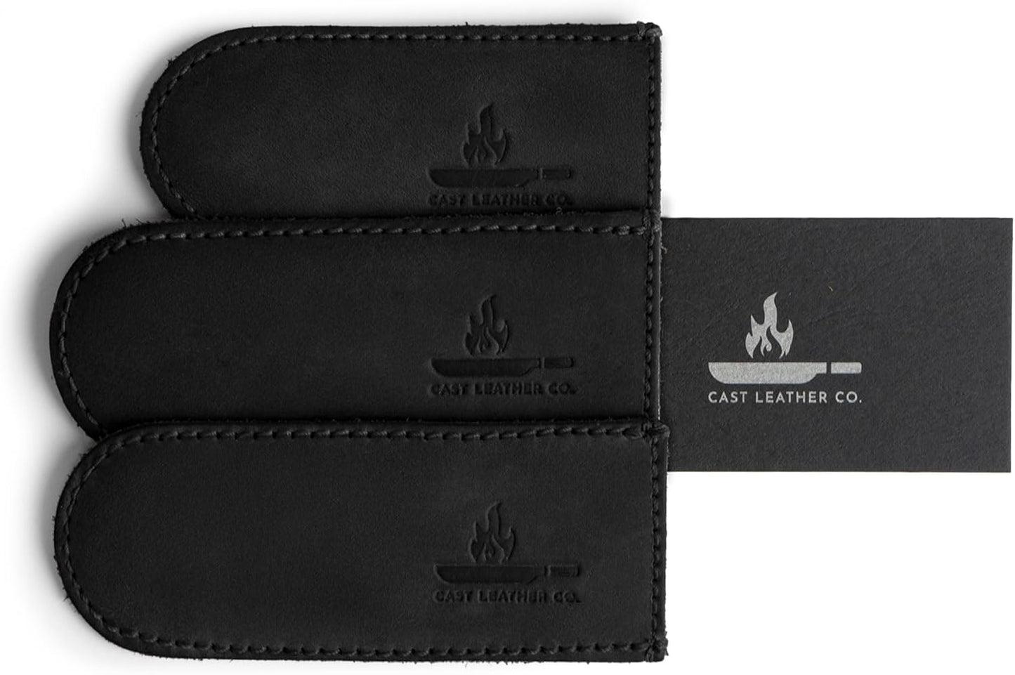 Leather Skillet Handle Cover for Cast Iron Skillets, Heat Resistant Pan Handle Covers (Charcoal Black)