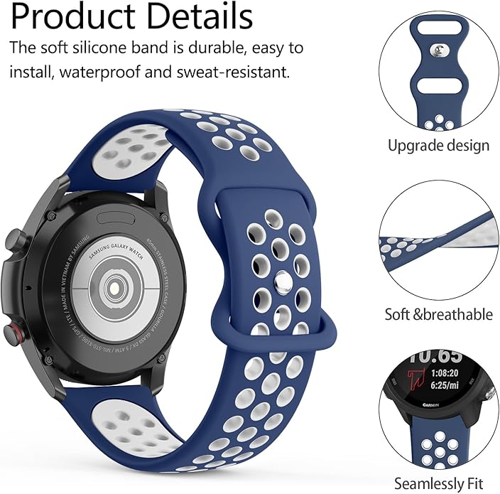 Meliya Bands Compatible with Garmin Forerunner 245/645 & 55/158 Band, 20mm Replacement Soft Silicone Sport Band for Garmin Forerunner 645/245 Music & 55/158 Smart Watch