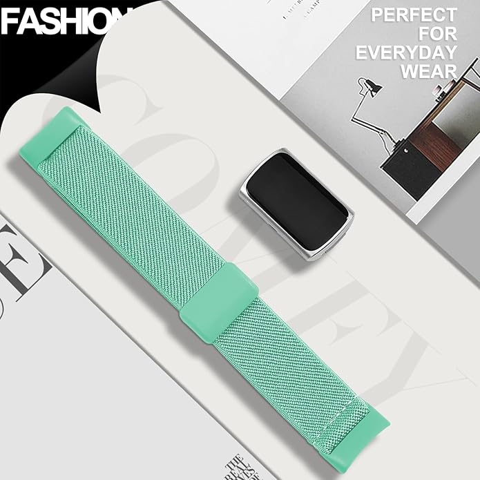 Magnetic Stretchy Nylon Compatible with Fitbit Charge 6 Bands/Fitbit Charge 5 Bands, Elastic Fabric Sport Adjustable Wristband Strap for Charge 5/6 Smartwatch Women Men