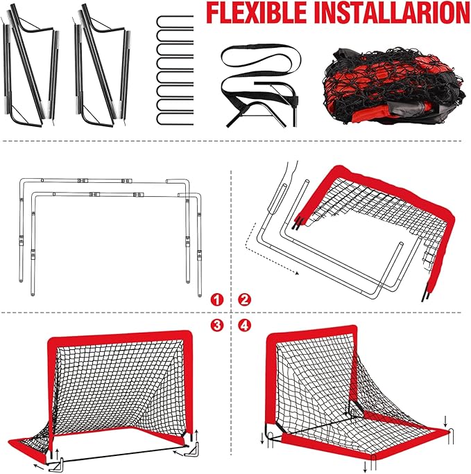 Kids Soccer Goal for Backyard Set - 2 6X4 / 4X3 ft