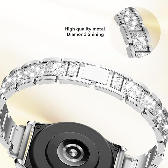 LYSANDRA Bands Compatible with Fitpolo AR-01 Smartwatch Band for Women, Metal Jewelry Sparkly Diamond Thin Replacement Compatible for aeac AR-01 Smartwatch