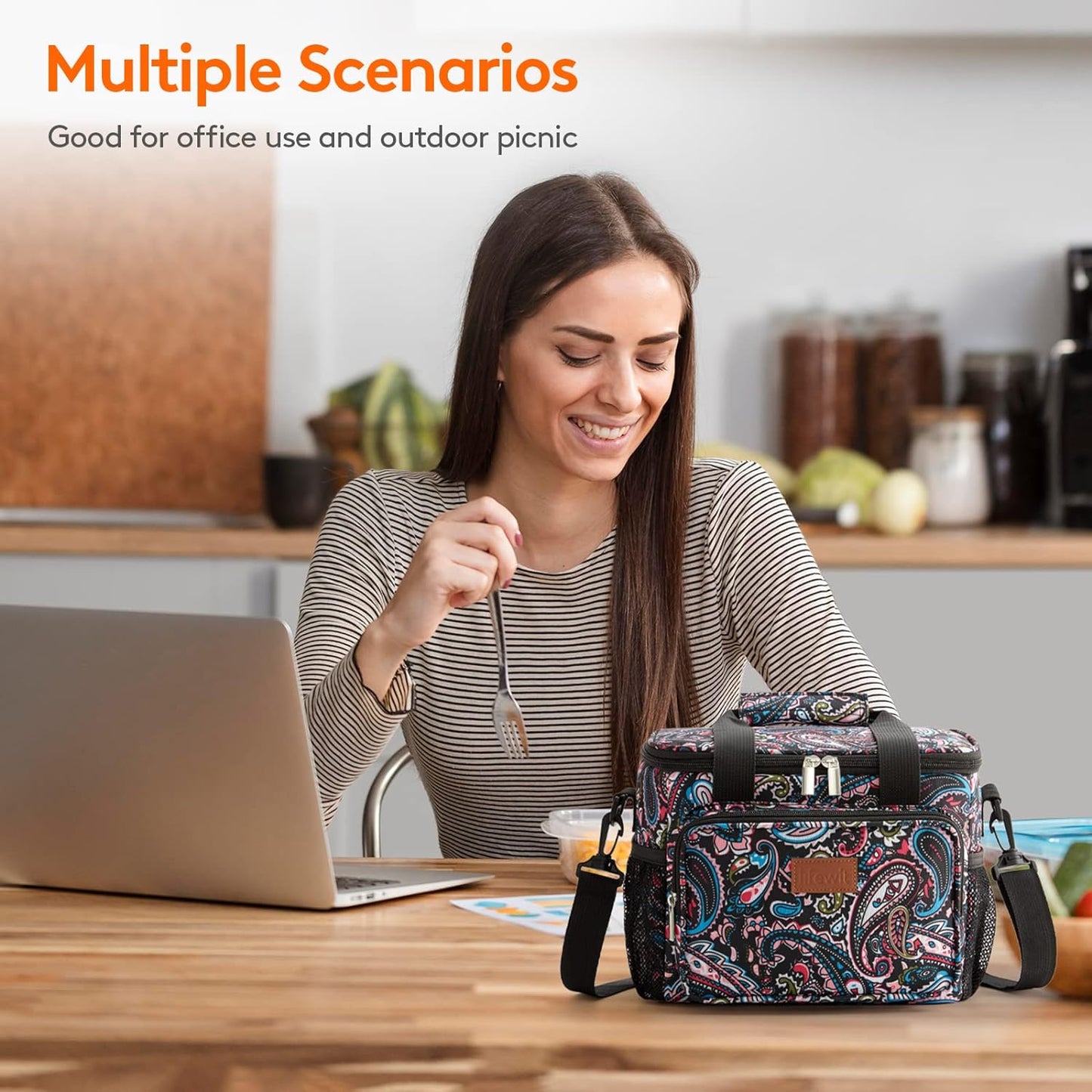 Lifewit Medium Lunch Bag Insulated Lunch Box Soft Cooler Cooling Tote for Adult Men Women, Paisley 12-Can (9L)