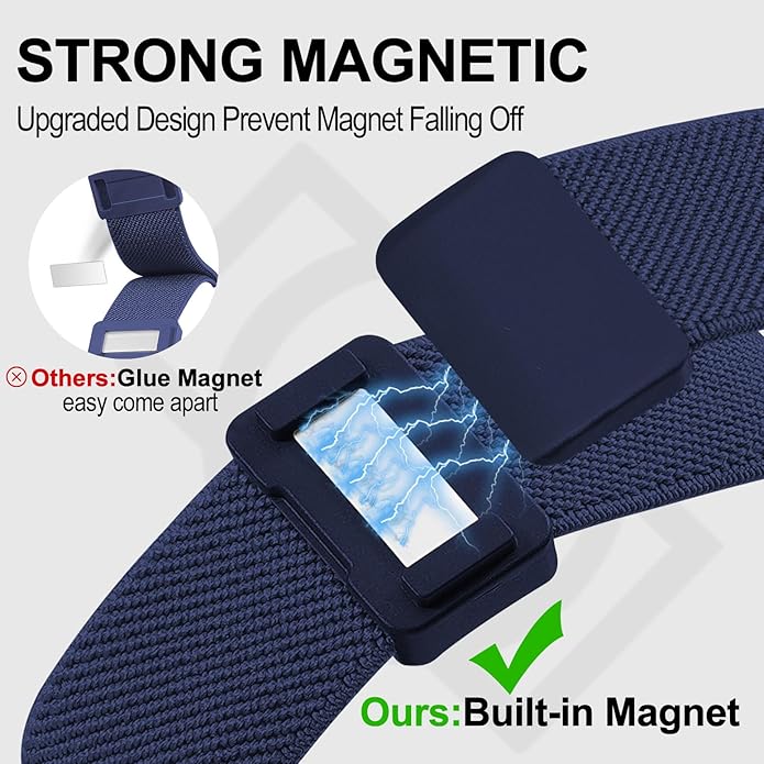 Magnetic Stretchy Nylon Compatible with Fitbit Charge 6 Bands/Fitbit Charge 5 Bands, Elastic Fabric Sport Adjustable Wristband Strap for Charge 5/6 Smartwatch Women Men