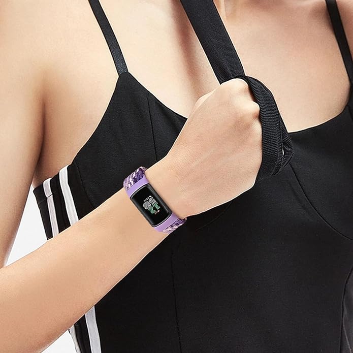 Magnetic Braided Nylon Compatible with Fitbit Charge 6 Bands/Fitbit Charge 5 Bands for Women Men, Soft Sport Stretchy Breathable Strap Replacement Wristband for Charge 6/Charge 5