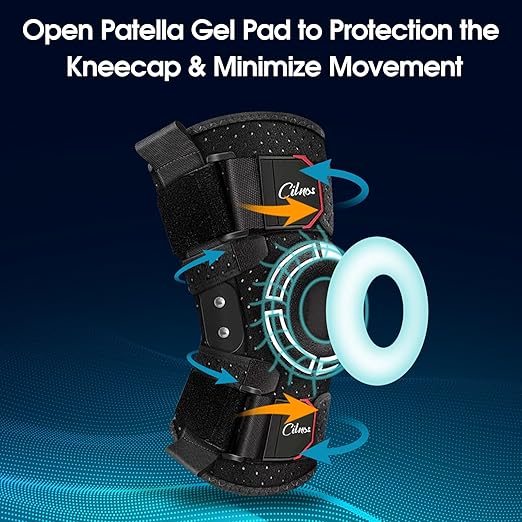 Knee Brace for Pain Relief, Adjustable Hinged Knee Support with Side Stabilizers & Patella Gel Pads, for ACL, MCL, Meniscus Tears, Arthritis,Post-Injury Support - Men and Women (M/L/XL)