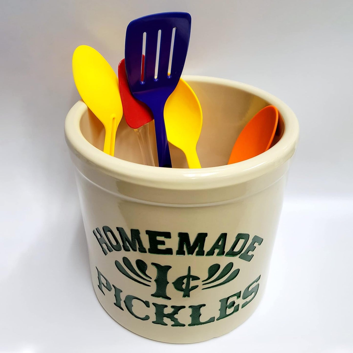 Clarus Crystal Pickles Jar as seen on the show Friends in Monica's kitchen 2 Gallon Crock Pot Utensil holder. 2 Gallon. 4 Colors Available