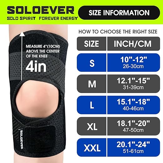Knee Brace with Side Stabilizers for Women and Men, Adjustable Knee Support for Knee Pain, Breathable Knee Brace for Meniscus Tear, Arthritis, Tendonitis, ACL, MCL, and Sports Injuries, Perfect for Left and Right (Deep Black, Large)