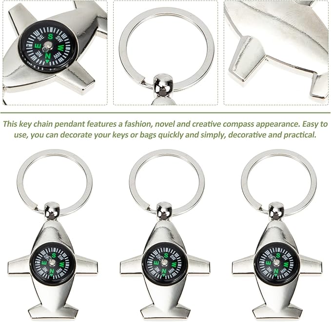 Kisangel 3pcs Compass Keychain Compass Keyring Pocket Compass