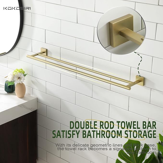 KOKOSIRI Bathroom Towel Bar 32'' Double Towel Holder 32 Inch B5005BG-L32