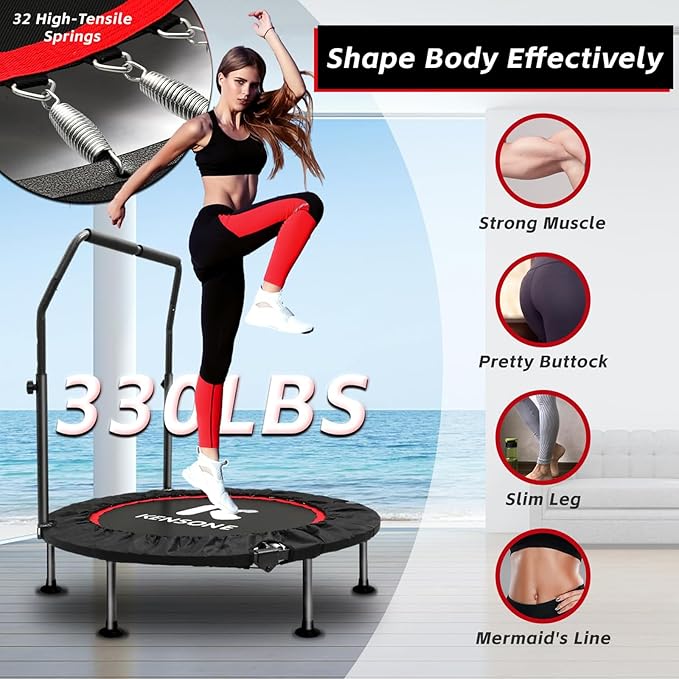 KENSONE 40"/48" Foldable Mini Trampoline 330/450 lbs