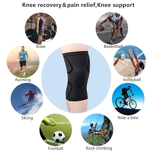 Knee Brace, Knee Compression Sleeve for Men & Women, Knee Pads for Knee Pain, Running, Work Out, Gym, Hiking, Arthritis, ACL, PCL, Joint Pain Relief, Meniscus Tear, Injury Recovery, Sports(Blue, Size L)