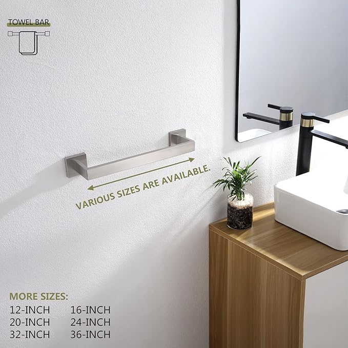 KOKOSIRI 12-Inch Single Towel Bar SUS304 Stainless B4003BR-L12