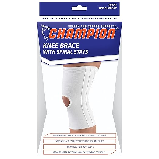 Knee Brace Flexible Stays Knit Elastic, White, Medium