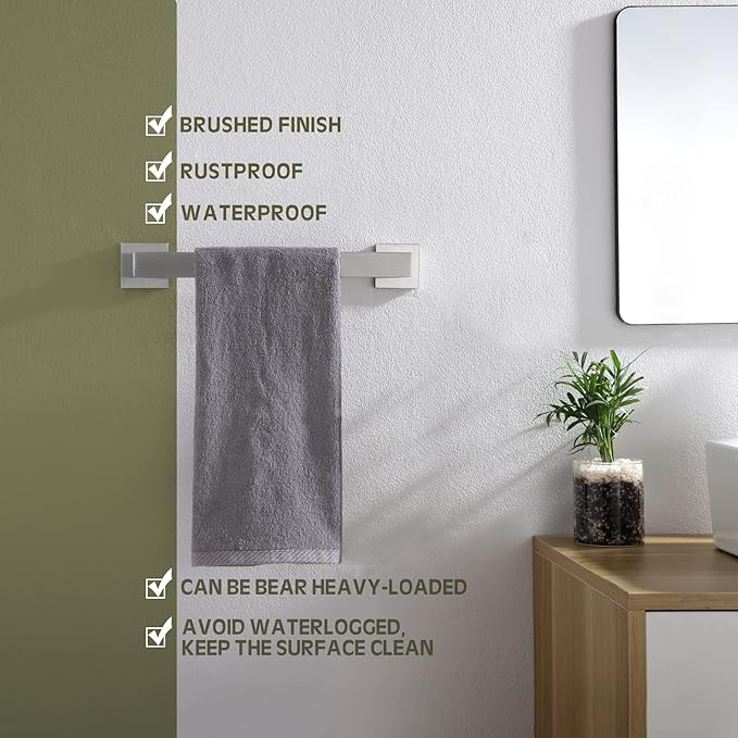 KOKOSIRI 12-Inch Single Towel Bar T-304 Stainless 2 Pack, B4003BR-L12-P2