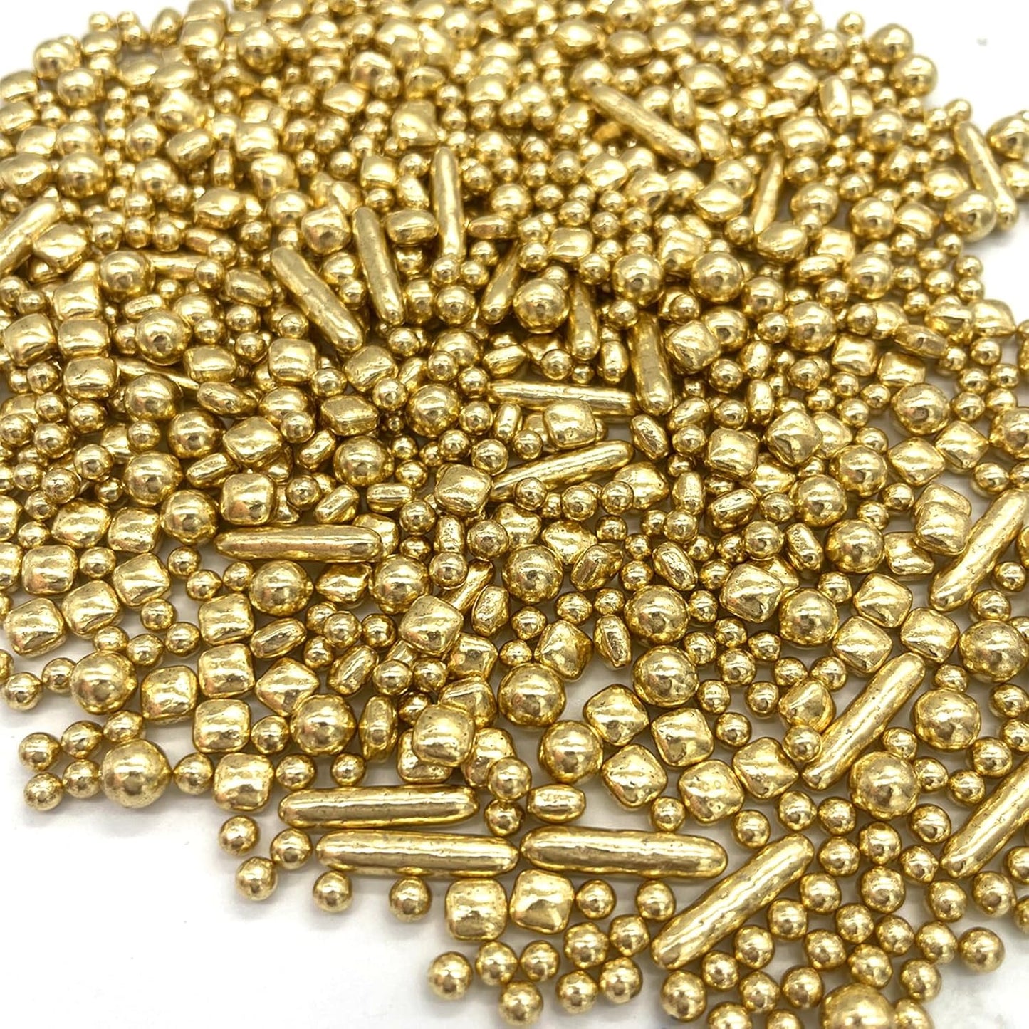 Weraru Edible Gold Sprinkles Pearl Mix Candy Mixing Size Baking Edible Cake Decorations Cupcake Toppers Cookie Decorating Celebrations Wedding Shower Party Chirstmas Supplies 130g/ 4.6oz