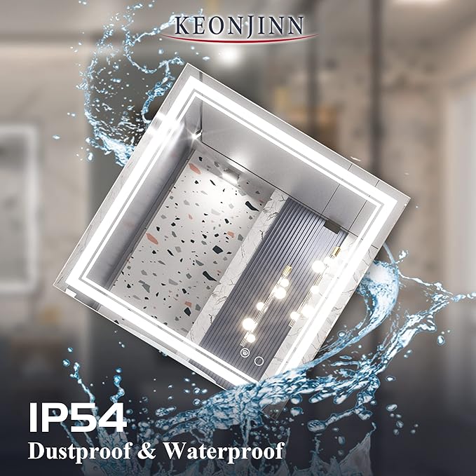 Keonjinn 36 x 36 Inch LED Bathroom Mirror