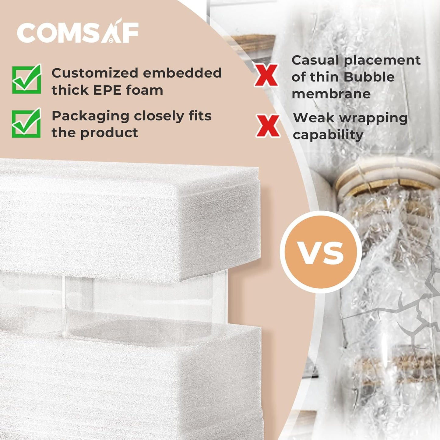 ComSaf Glass Pantry Storage Containers, 148/51 oz Large Square Flour and Sugar Containers with Airtight Lids, Gallon Glass Jars with Bamboo Lids for Rice, Pasta, Cookies, Coffee Beans