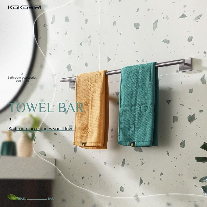 KOKOSIRI Towel Holder Bathroom Accessories Towel Bar 24 Inch, 2 Pack B4005BR-L24-P2