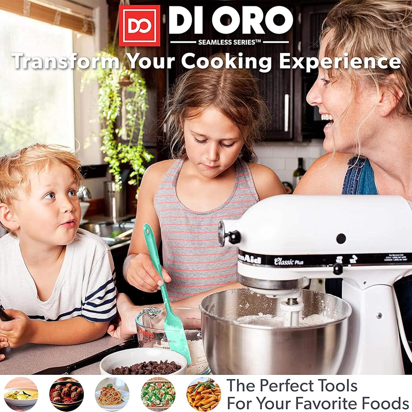 DI ORO Silicone Spatula Set - Rubber Kitchen Spatulas for Baking, Cooking, & Mixing - 600°F Heat-Resistant & BPA Free Silicone Scraper Spatulas for Nonstick Cookware - Dishwasher Safe (5pc, Mint)