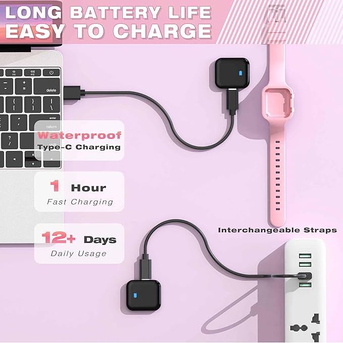 Kids Fitness Tracker,Digital Pedometer Watch,Sport Watch, Steps Counter, Waterproof, Alarm Clock for Boys Grils Kids Children (Pink)