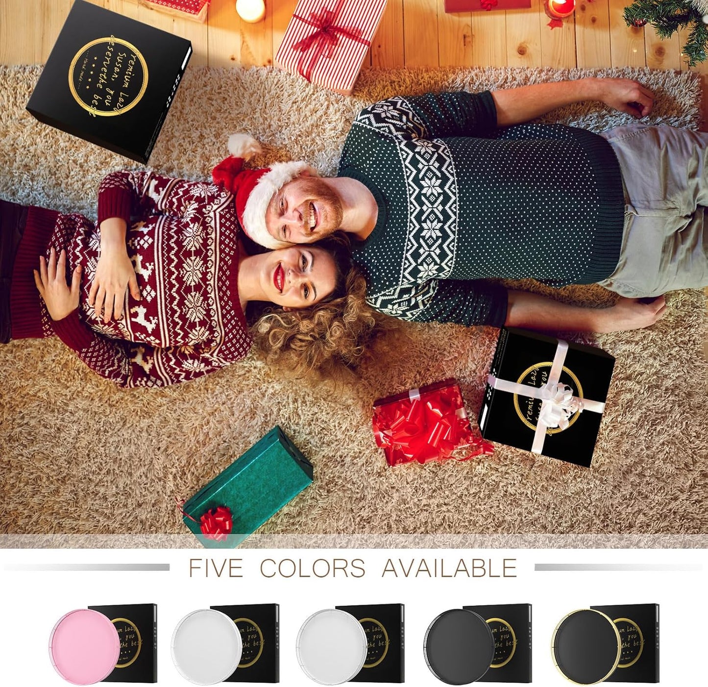 9" Oak Wood Lazy Susan Turntable Organizer, Lazy Susan for Cabinet Dining Table Pantry Wood Rotating Tray for Kitchen Countertop Coffee Table Decor Spinning Spice Can Organization and Storage Black