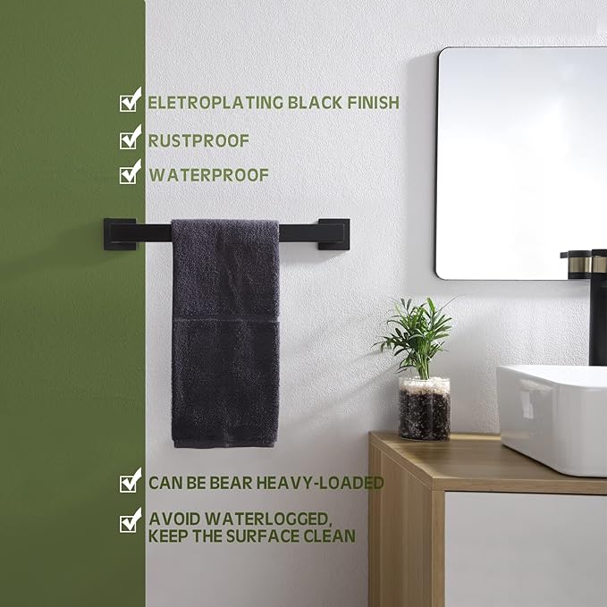 KOKOSIRI 16-Inch Single Towel Bar SUS304 Stainless B4003BK-L16