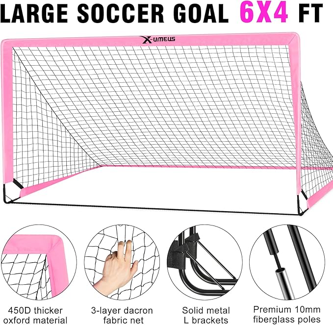 Kids Soccer Goals for Backyard Set of 2 6x4 ft