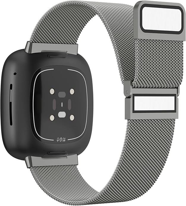 Meliya Metal Band for Fitbit Sense 2 / Sense Bands, Fitbit Versa 4 / Versa 3 Bands Women Men, Stainless Steel Mesh Magnetic Replacement Bracelet Strap for Fitbit Sense 2 / Versa 4 Smartwatch