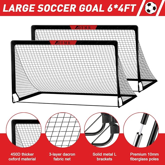 Kids Soccer Goals for Backyard Set of 2 6x4 ft