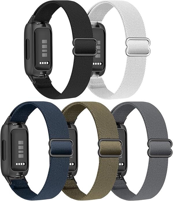 5 Pack Stretchy Nylon Compatible with Fitbit Inspire 3 Bands for Women Men, Elastic Adjustable Soft Sport Strap Replacement Wristband for Fitbit Inspire 3 Bands/Fitbit Inspire 2