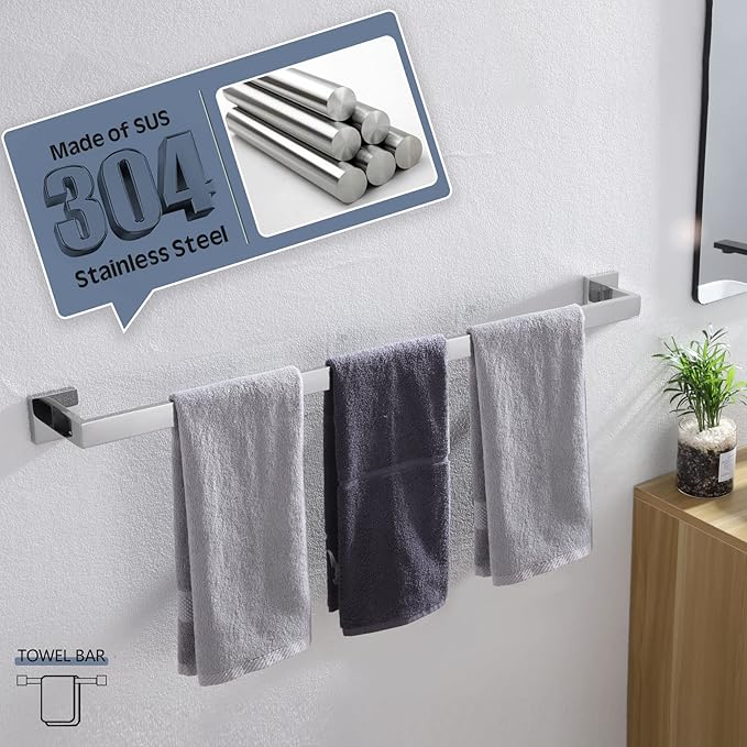 KOKOSIRI 32-Inch Towel Bar SUS304 Stainless 2 Pack, B4003CH-L32-P2
