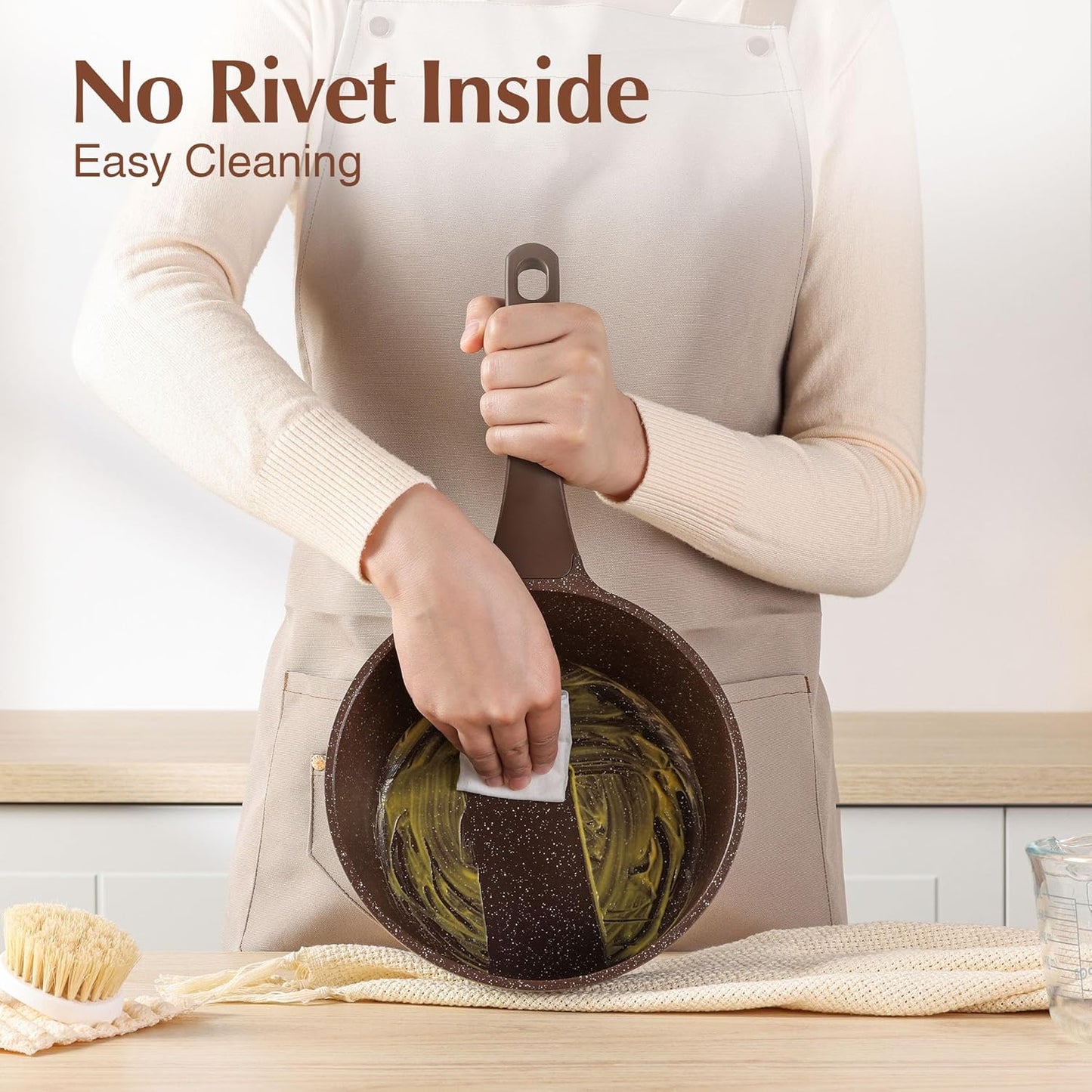 SENSARTE Saucepan Nonstick with Lid 2.0 Quarts Granite Coating Sauce Pot Small Kitchen Cooking Pot, Induction Comptable, Free of Intentionally Added PFOA