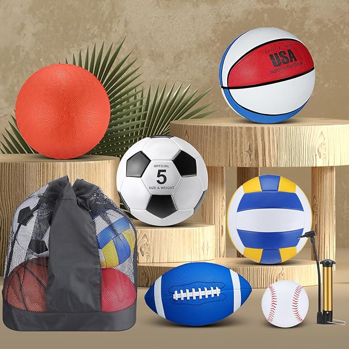 Leyndo 18 Pcs Bulk Sport Balls Set Basketball