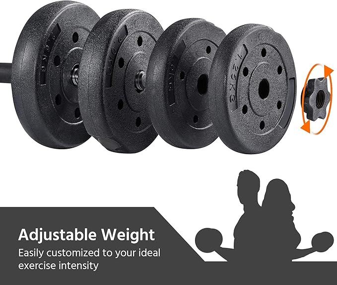 Yaheetech 66LB Weight Dumbbell Set Fitness Adjustable Cap Gym/home Barbell Plates Body Workout for Women and Men Strength Training