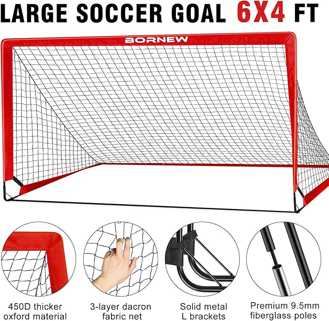 Kids Soccer Goal for Backyard Set - 2 6X4 / 4X3 ft